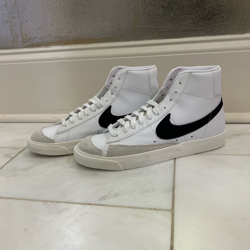 White and Black Nike Blazers
